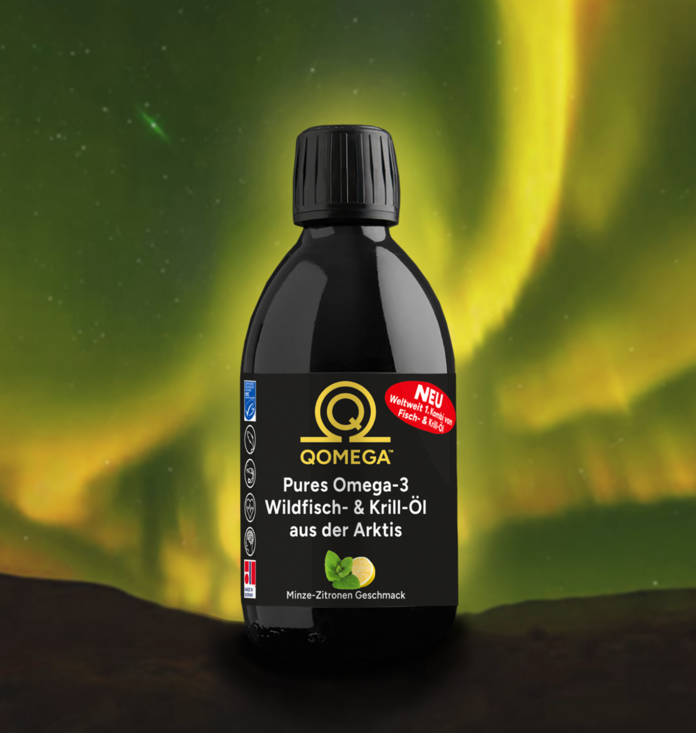 Pures Omega-3 Wildfisch- und Krill-Öl aus der Arktis 300 ml