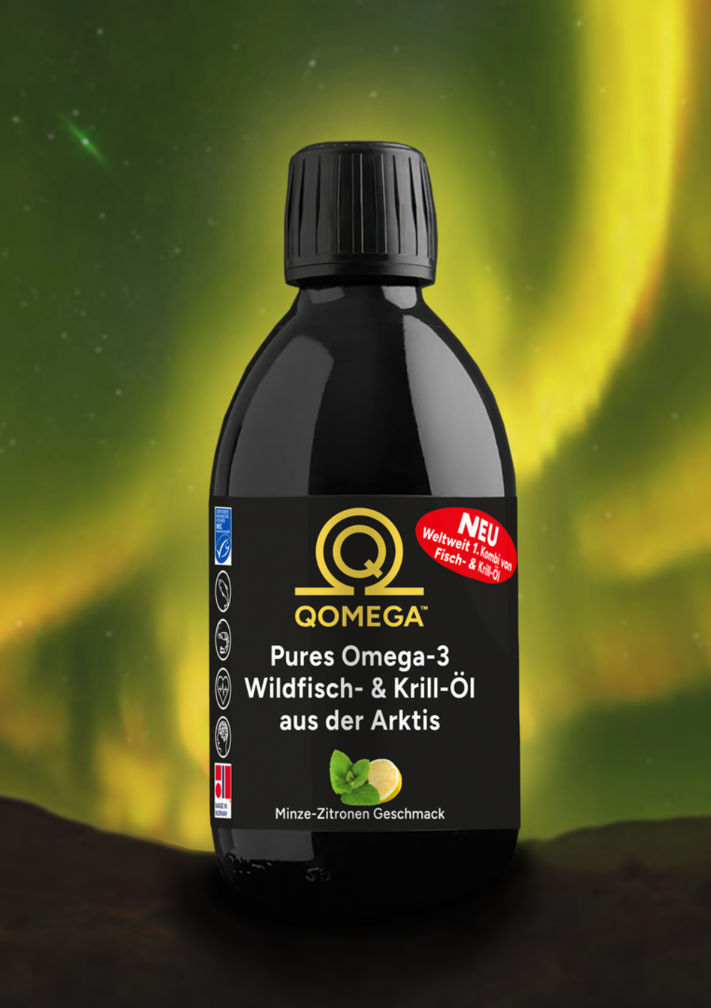 Pures Omega-3 Wildfisch- und Krill-Öl aus der Arktis 300 ml